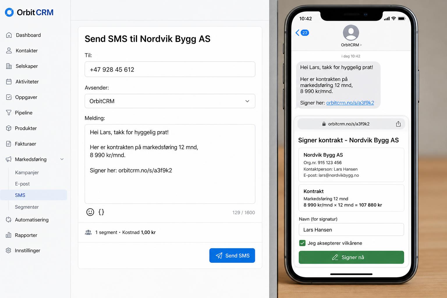 Kontrakter signert på under 30 sekunder — via SMS